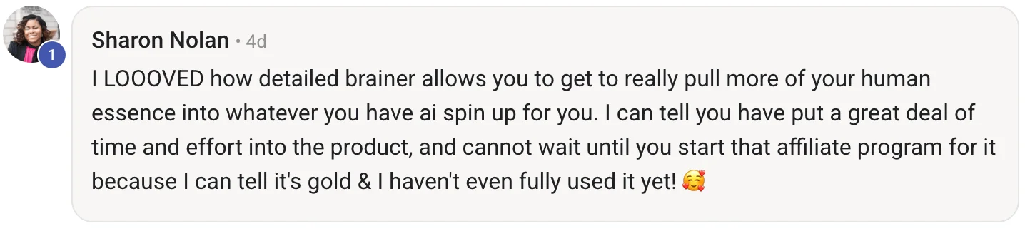 Comment from Sharon Nolan